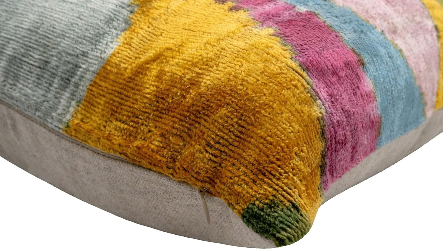CANVELLO Handmade Velvet Throw Pillow with Multicolor Abstract Design - Premium Down Feather Insert - Luxurious 20"x20" Decorative Accent for Sofas and Couches