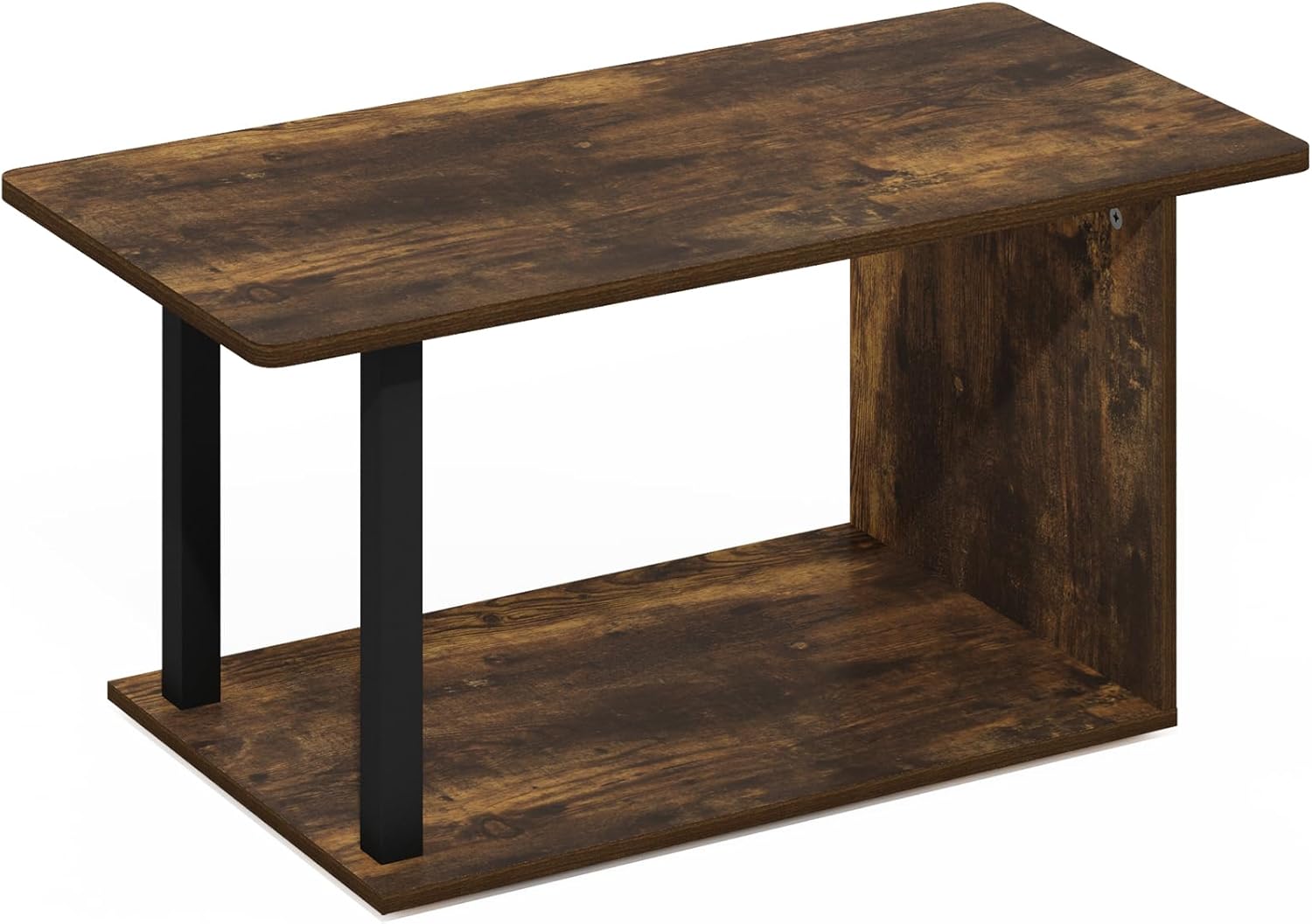 Furinno Basic Coffee Table, 2-Tier Modern Coffee Table with Open Shelf, Easy Assembly Side Table, for Living Room, Bedroom, Home Office, Amber Oak
