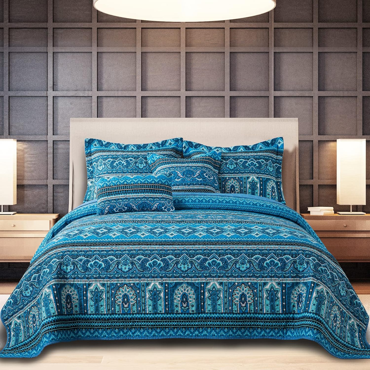 Farmhouse Cotton Quilts Queen Size for Fall - Lightweight Patchwork Autumn Bedspread Set for Bed Coverlet - Highly-Woven Soft Reversible Bed Spread for All Seasons (Floral Orange) 3 Pieces